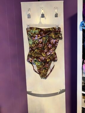 Shade & Shore Brown Floral One-Piece Swimsuit